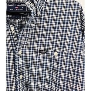 Ralph Lauren Polo Sport Shirt Mens XL Checkered  Button Down Sportsman ‎ Vintage